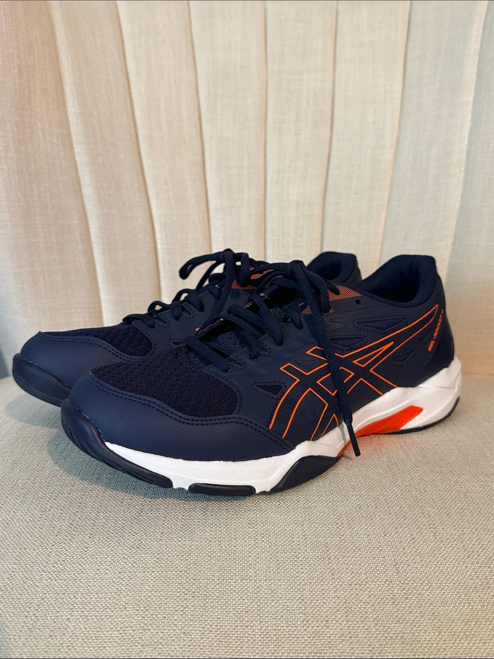 Mens 9 wide ASICS Gel-Rocket 11 peacoat shocking orange athletic indoor sneaker